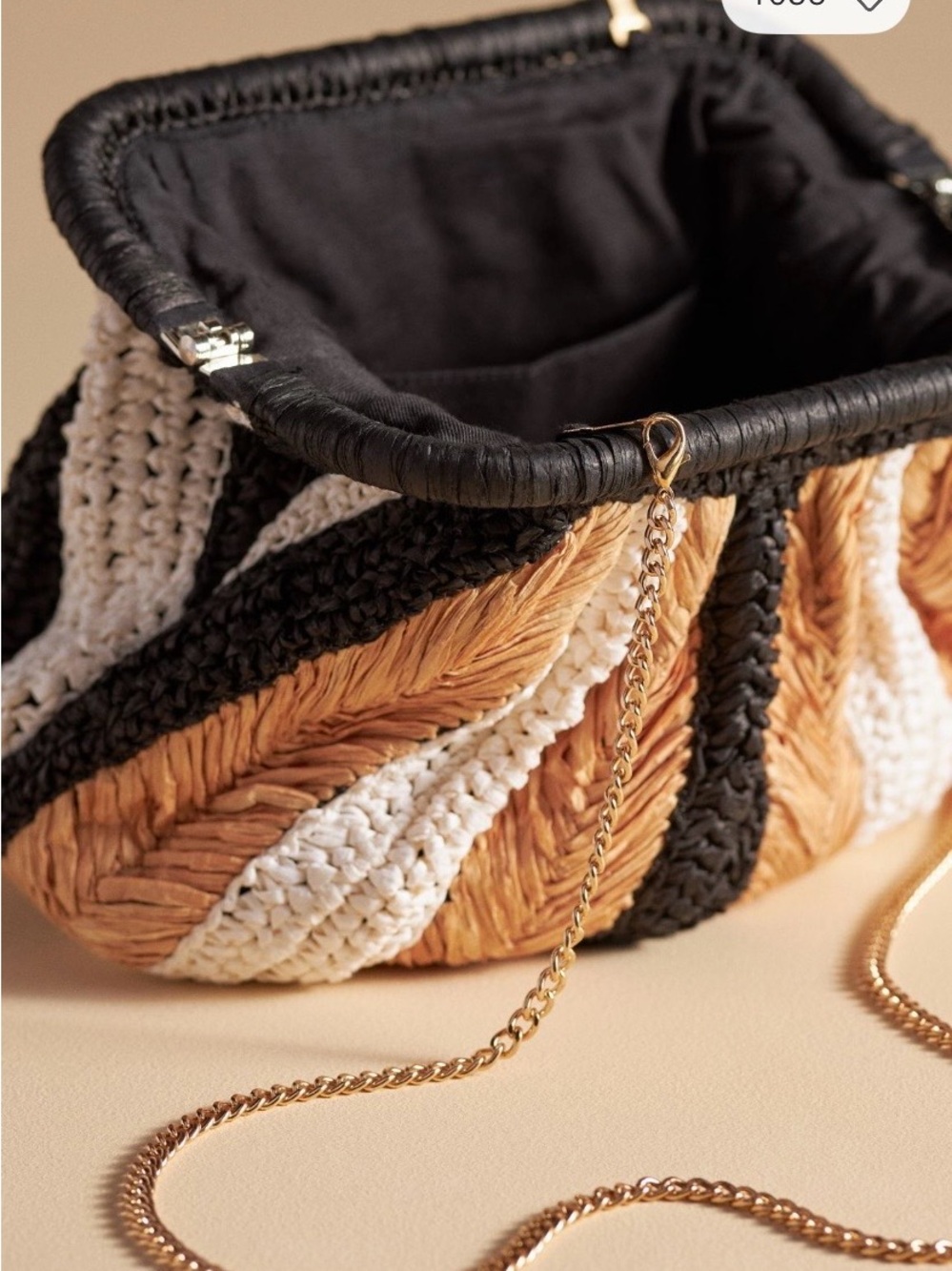 The Frankie Clutch, Raffia Edition, Anthropologie, Woven Straw Striped Bag - Picture 2 of 3
